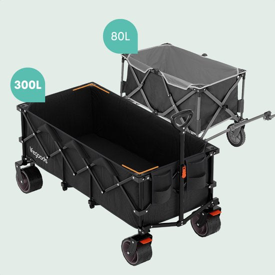 Chariot LifeGoods - XXL - pliable - 300L - Max 150KG - Noir