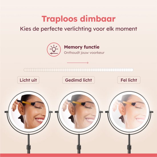 Fraay® Miroir de maquillage avec éclairage LED - grossissement 10x - Miroir grossissant avec lumière - rechargeable - Miroir de rasage - Miroir de salle de bain - noir