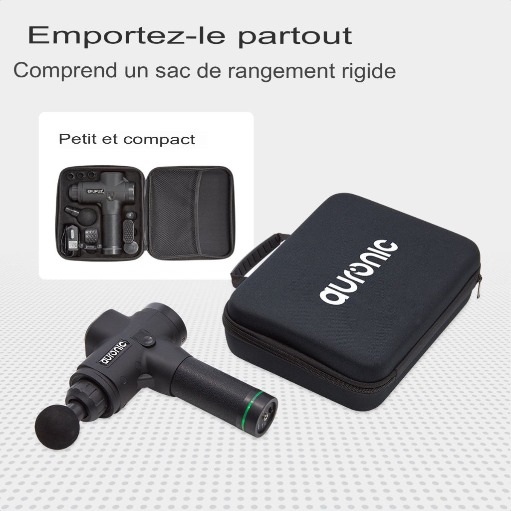 Masseur - LifeGoods - Pistolet de massage musculaire - 6 accessoires - Noir