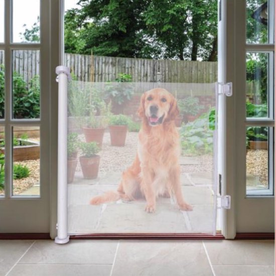 Barrière extensible maxxpro - 11 x 160 x 86 cm - Commande à 1 bouton - Flexible - Blanche