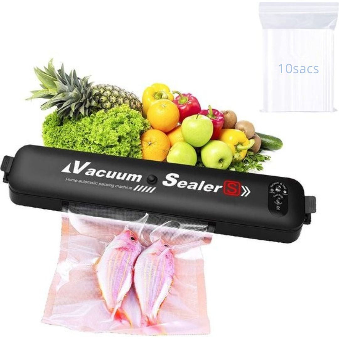 Machine à emballer sous vide BestHome - Avec 15 sacs sous vide - Pour tous types d'aliments - noir