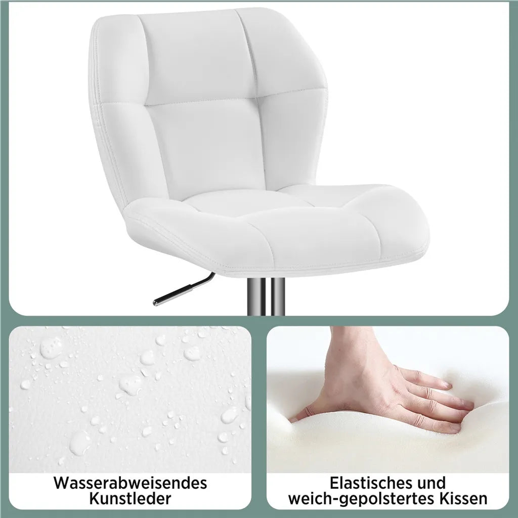 Lot de 2 tabourets de bar Yaheetech - Blanc - Tabourets de bar pivotants à 360° et réglables, avec dossier et repose-pieds