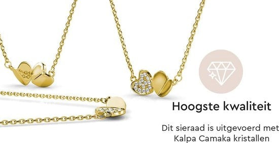 Yolora Collier femme avec pendentif - Coeurs - Cristaux Kalpa Camaka - Couleur or - Plaqué or jaune 18K - Collier femme or - Bijoux - Collier - Boîte cadeau de luxe - Boîte cadeau - Emballage cadeau - Magnifique emballage cadeau