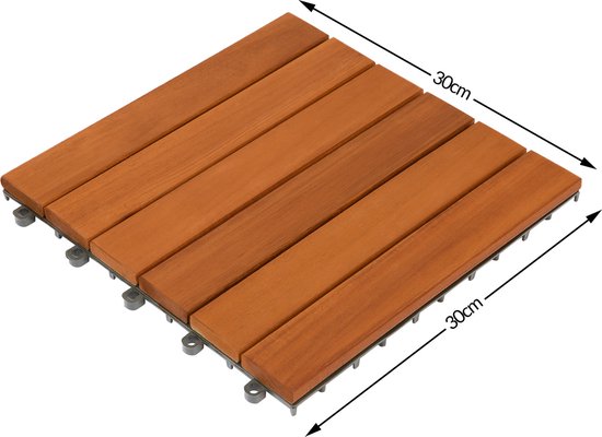 Dalle de terrasse en bois d'acacia - 30 x 30 cm, système « Plug In » - Certifiée FSC®