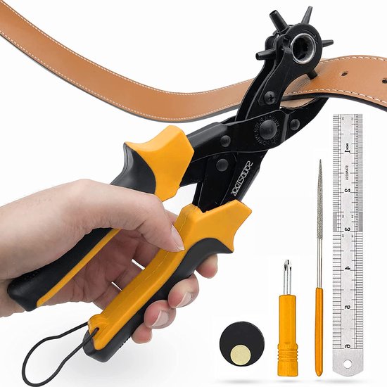 SolidStock Professional Hole Pliers for belt - with Free Measuring Stick - Punching Pliers - Revolver Pliers