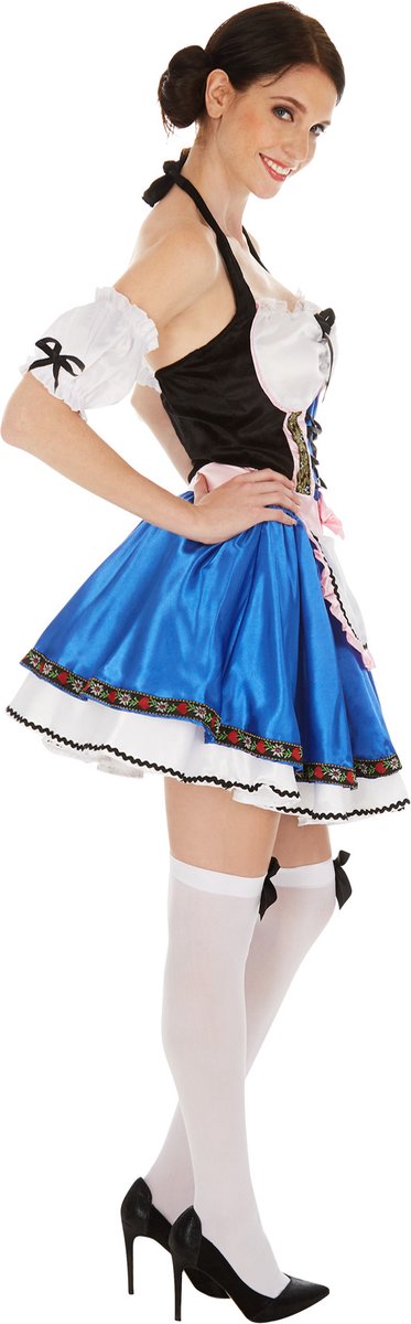 Dressforfun - Costume femme Dirndl Sexy Meadow Dream - Dirndl court en satin avec blouse et chaussettes aux genoux pour le carnaval, la fête de la bière et les fêtes - Taille XL