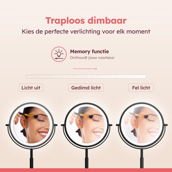 Miroir de maquillage Fraay® XXL avec éclairage LED - Grossissement 10x - Miroir grossissant avec éclairage - Rechargeable - Miroir de rasage - Miroir de salle de bains - Noir