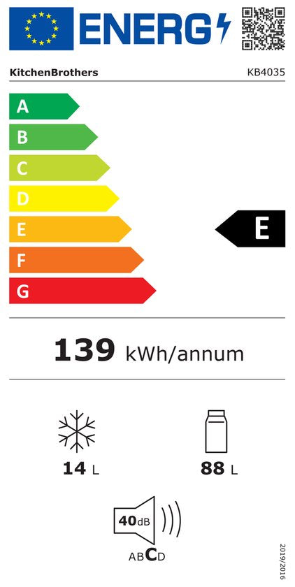 Réfrigérateur KitchenBrothers - 88L Compartiment de réfrigération - 14L Compartiment de congélation - Glacière - Frigo - Blanc