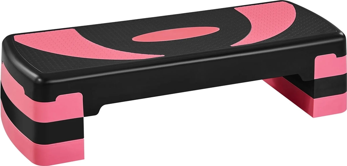 Yaheetech Aerobic Stepper Adjustable - 79,5 x 30 x 20 cm - 3 hauteurs réglables, surface antidérapante et pieds de protection en caoutchouc - pour la gym à domicile et l'entraînement physique - plastique noir et rose