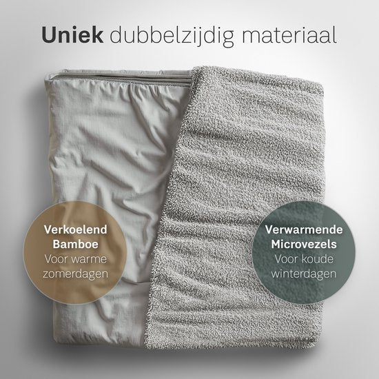 Couverture CozySense® 140x200 - Matériau double face - Pour toutes les saisons - Technologie de fermeture éclair à 360° - Hypoallergénique & OEKO-TEX® - Gris