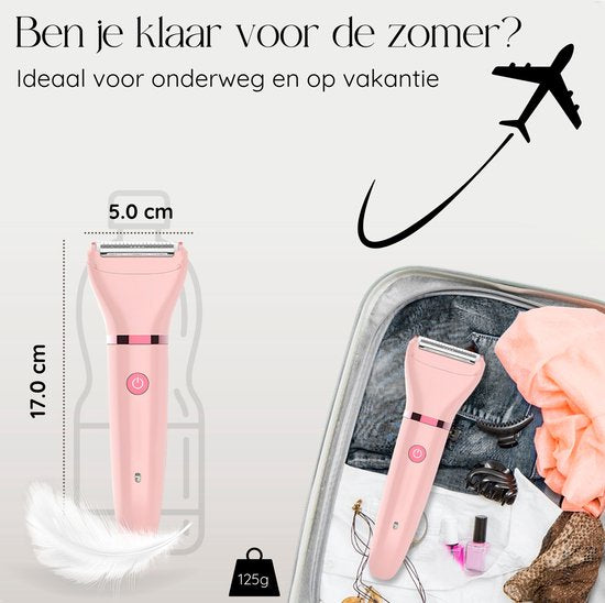 Rasoir féminin 2 en 1 + 2 têtes de rasage supplémentaires - Visage - Aisselles - Jambes - Maillot - Rasoir Femme - Epilateur électrique - Epilateur Femme - Tondeuse Femme - Zone intime Poils pubiens - Rasoir Féminin Bikini