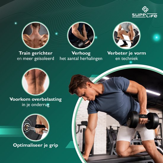 Supplife Lifting Straps - Sangles d'haltérophilie - Salle de sport - Poignées / Crochets de levage - Fitness, Powerlifting, Crossfit et musculation - Entraînement - Sangles pour soulevé de terre - Noir