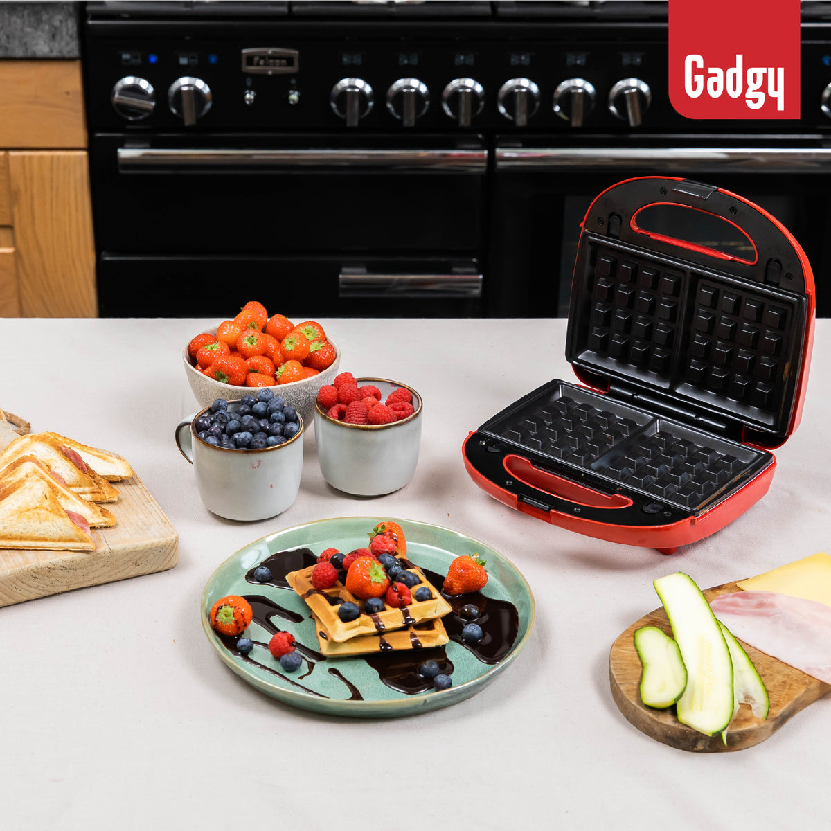 Gadgy 3 in 1 Tosti Apparaat - Wafelijzer - Grill Apparaat - Verwisselbare Platen - Tosti ijzer - Croque Monsieur Toestel - Sandwich Maker - 750 Watt