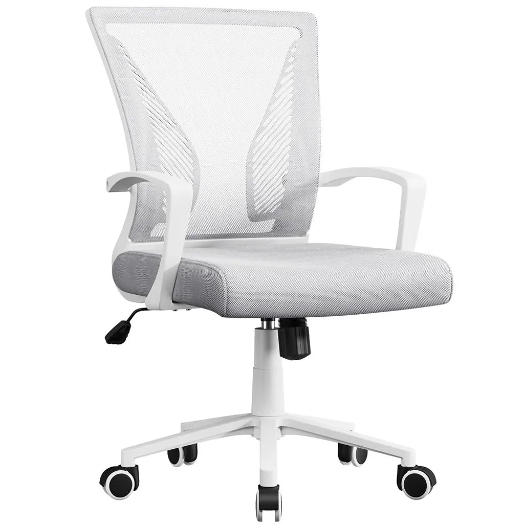 Chaise de bureau ergonomique Yaheetech, réglable, en maille, gris clair