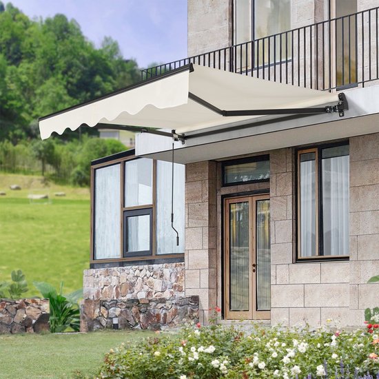Auvent - 300 x 250 cm - Beige - Matériel de fixation inclus