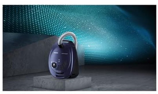 Aspirateur Siemens VS06A111 SynchroPower avec sac – Compact – 600 W – Sac à poussière de 4 L – Bleu/Noir