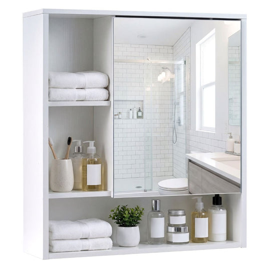Armoire de salle de bains Coast avec miroir - armoire murale - peu encombrante - blanche