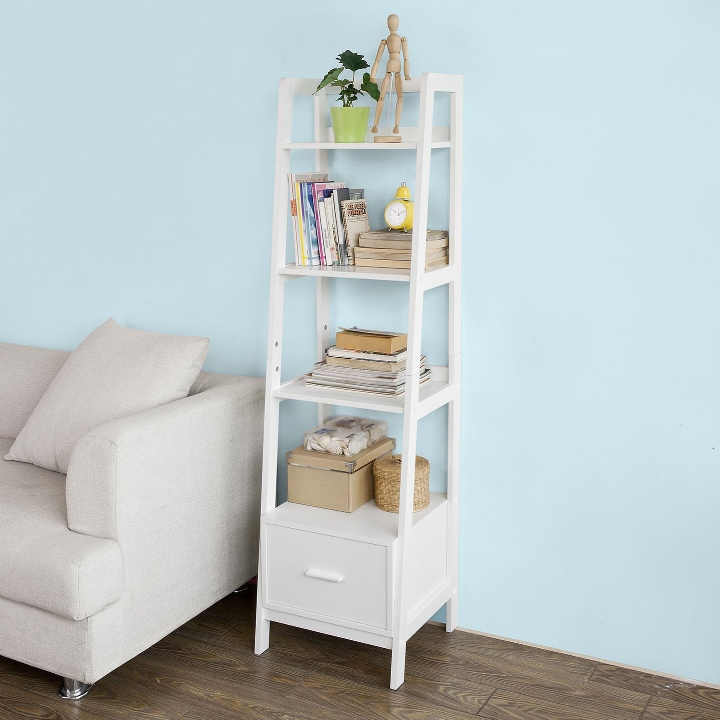 SoBuy Bibliothèque avec tiroir - Blanc -160x44x40cm