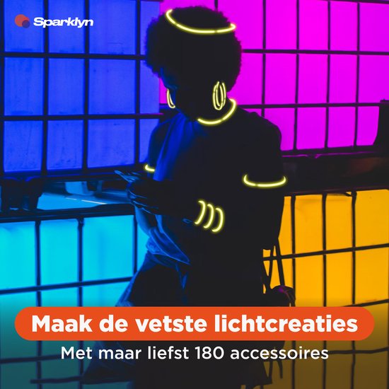 Sparklyn XXL Glow in the Dark Stick Set - 380pcs Glowsticks with accessories - Breaking sticks - Neon Party