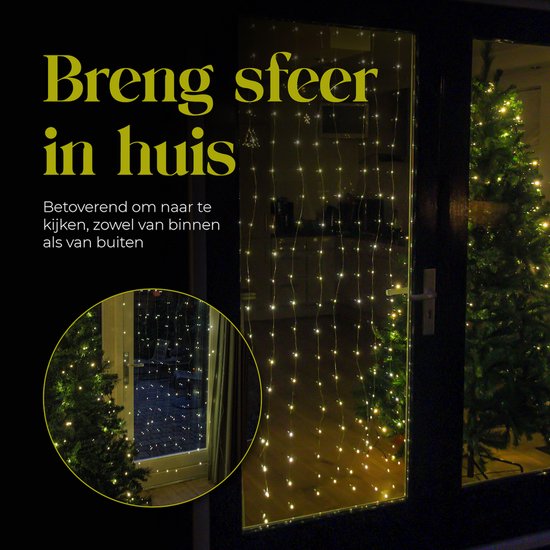 Giftmas Light Curtain - 200 LEDs Warm White - 1x2M - Pour porte ou passage - Intérieur et extérieur - Télécommande - Lumières d'ambiance - Lumières de Noël