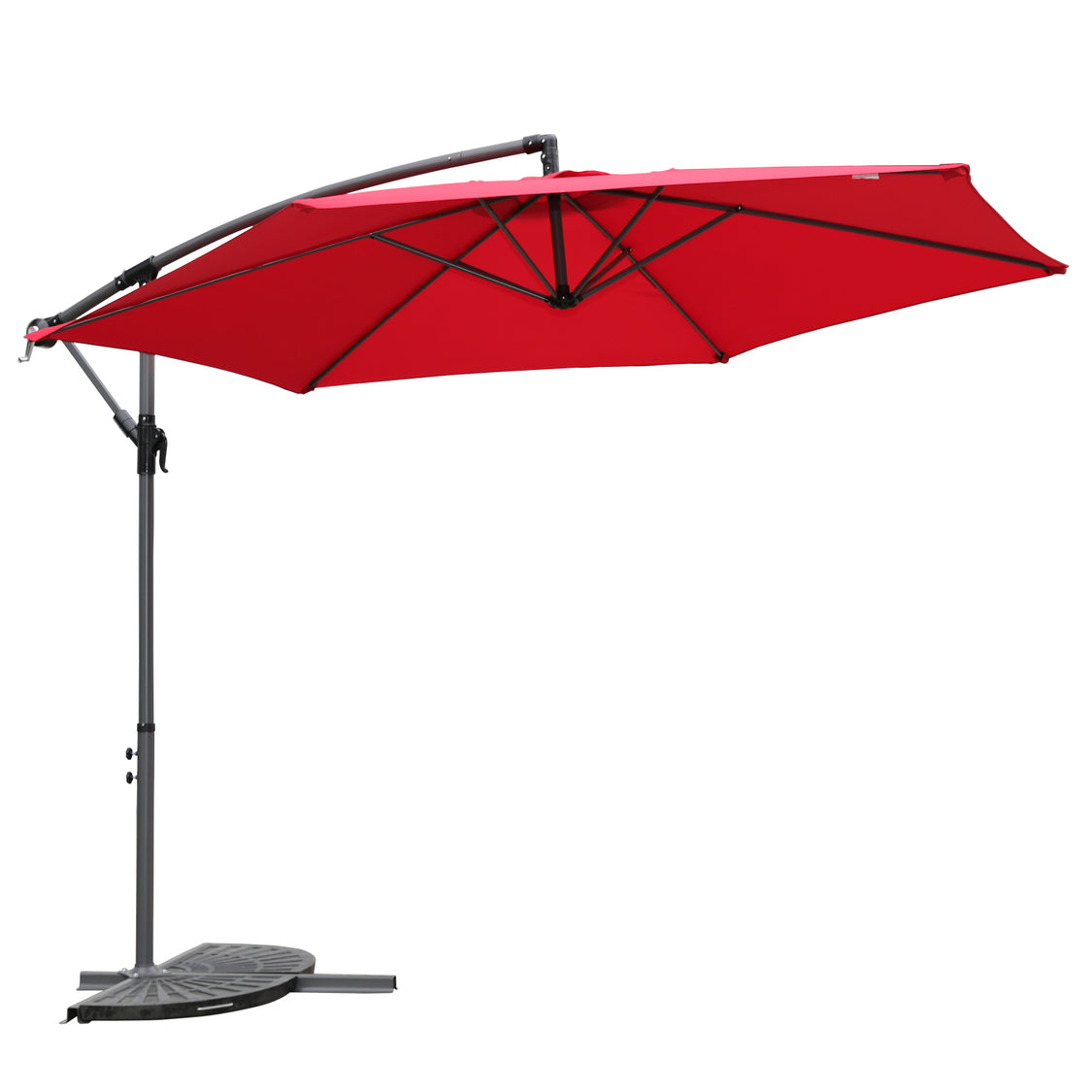 Parasol suspendu Angel Living 300 cm - Parasol à manivelle avec fonction d'inclinaison - Rouge