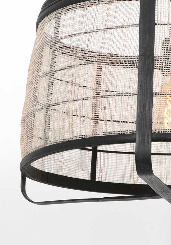 Anne Lighting - suspension - Capos - noir - bois et tissu - Ø 48 cm - E27 - 3511ZW