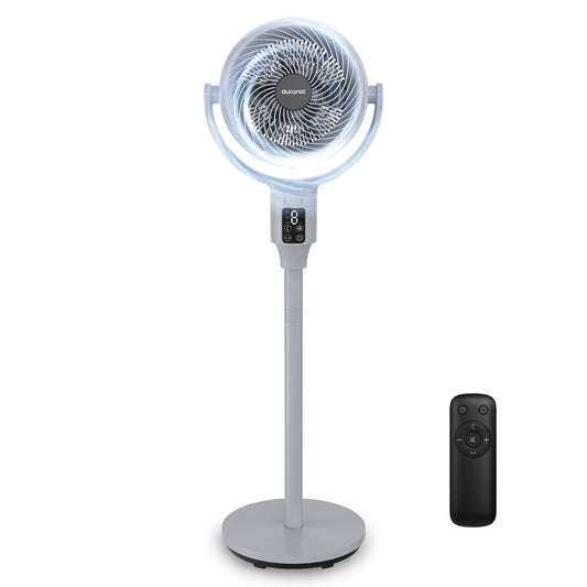 Ventilateur sur pied Auronic - 59/108 cm - 9 vitesses - Oscillation à 90° - Télécommande - Silencieux - Gris