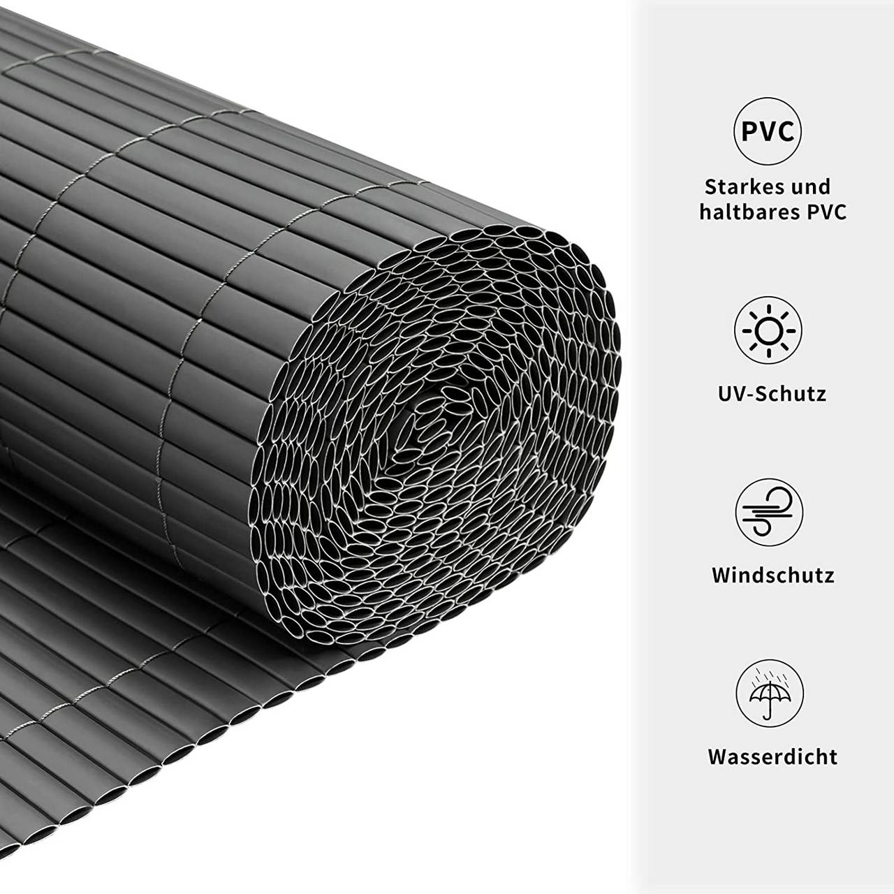 WOLTU PVC Privacymat - Brise-vent - Gris - 400 x 100 cm