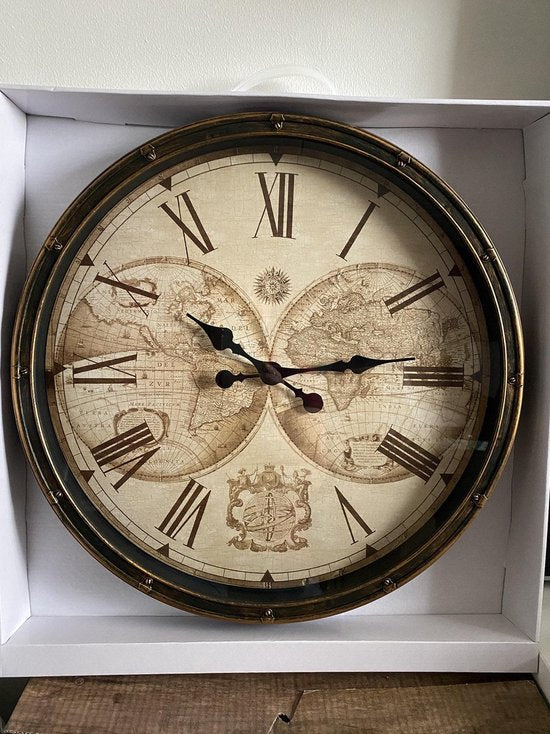 Horloge - Horloge murale - Horloge mondiale, diamètre 51 cm - Horloge de grande qualité