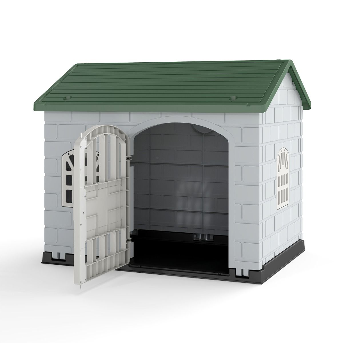 Niche pour chien Coast en plastique - résistante aux intempéries - porte verrouillable et 3 fenêtres - verte