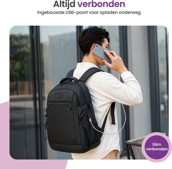 Gofun Backpack - 35L - 15.6-inch - Résistant à l'eau et antivol - Connecteur USB - Sac à dos - Cartable - Sacoche pour ordinateur portable - Noir