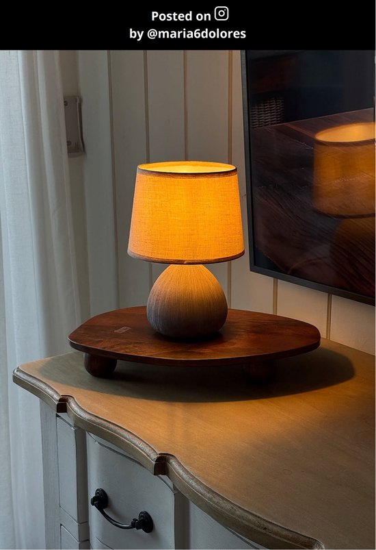 Lucide RAMZI - Lampe de table - Ø 18 cm - 1xE14 - Marron - Japandi