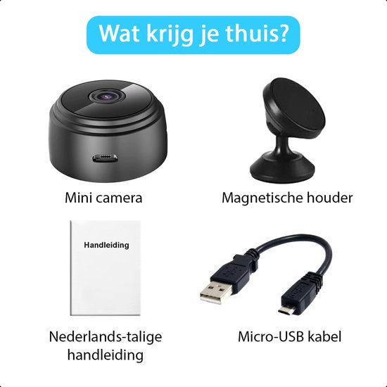 Mini caméra espion cachée Tech Essentials - 1080p - Avec application Wi-Fi - Micro caméra de sécurité secrète - Intérieur - Espionnage - Caméra de surveillance pour nounou - Appareil d'écoute - Noir