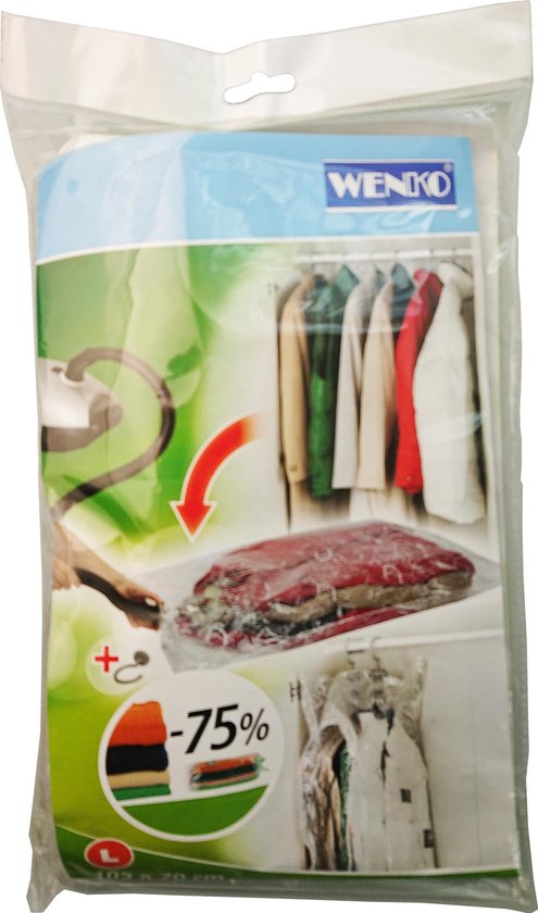 Sac sous vide pour vêtements WENKO avec crochet | dimensions L 105 x 70 cm