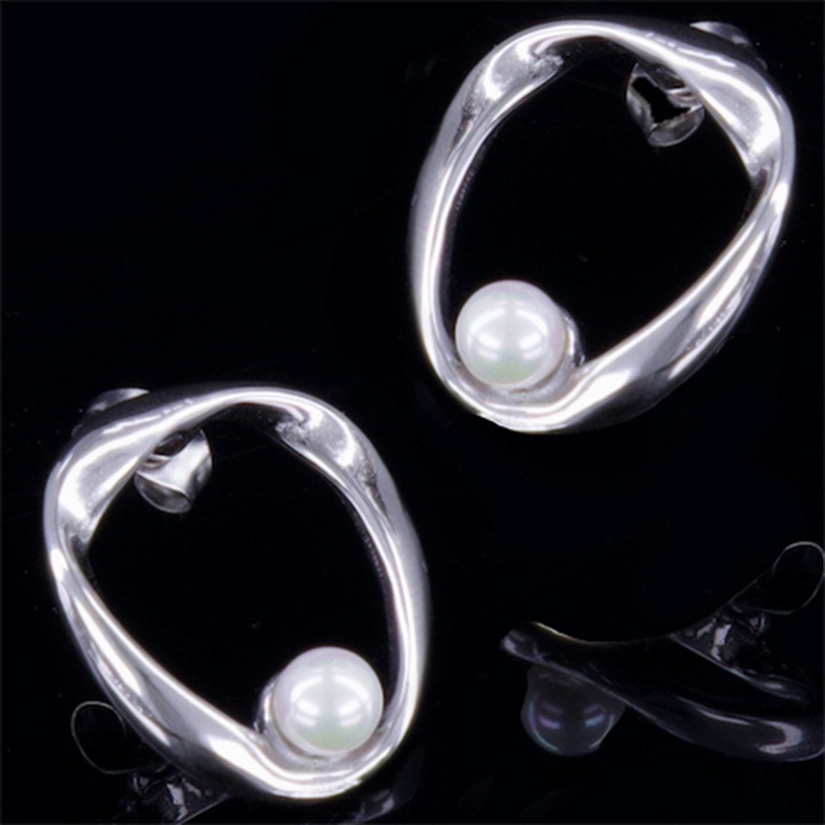 Boucles d'oreilles femme avec perle Ardea Silver - Laura Ferini - Acier inoxydable étanche