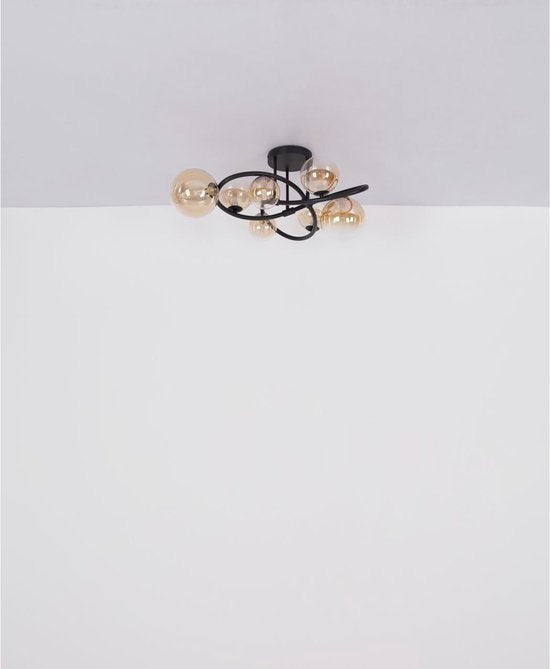 Globo - lampe suspendue - Tuberius - laiton noir - verre métal - Ø 65cm - G9 - 56141-8H