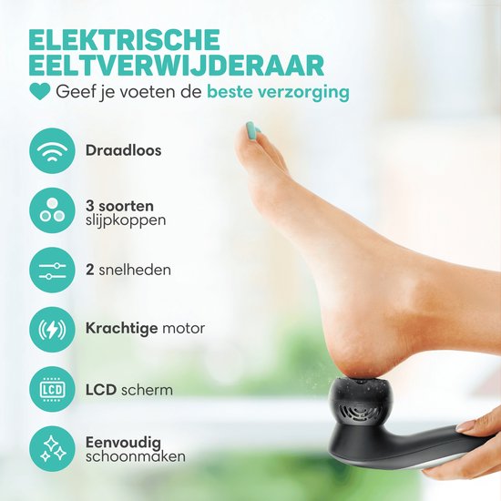Vulpes Goods® BeautyCare - Extracteur de callosités électrique PRO - 6 disques de callosités inclus - Extracteur de callosités électrique - Set d'extraction de callosités professionnel, set de pédicure de 10 pièces et sac de voyage - lime pour les pieds -