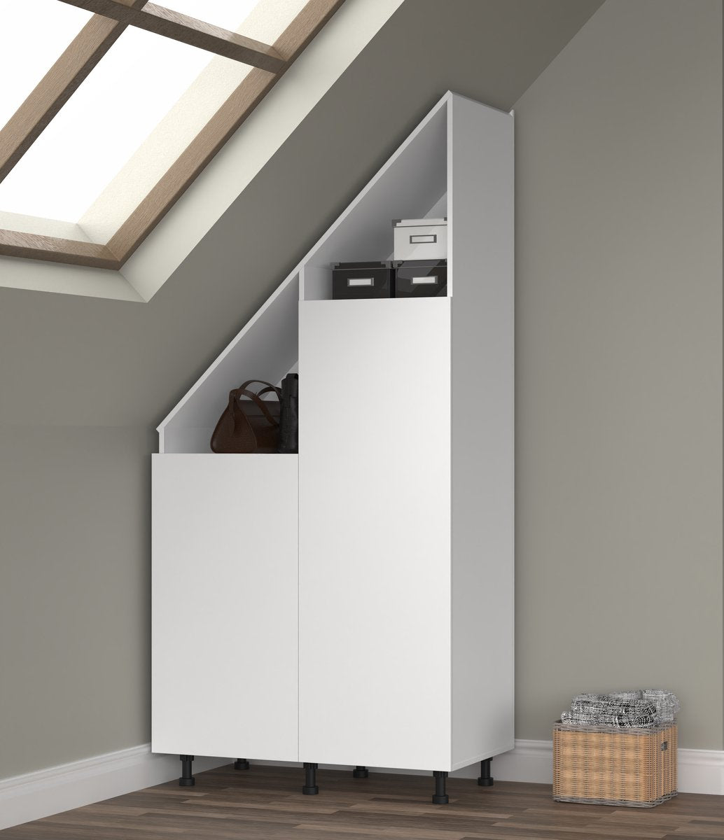 TheBestOf Furniture Armoire de rangement blanche - Pour mur en pente - 91 x 47 x 94/182 cm