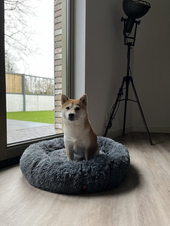 Happysnuts Donut Dog Basket 120cm - Extra Large - Fluffy - Luxury Dog Bed - Lit pour chien - Lavable - Grey