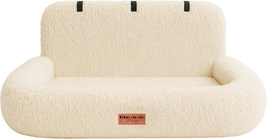 By Cee Cee Car Seat Dog Deluxe - Panier de voiture pour chien avec sangle de sécurité - Panier de voiture pour chien - Siège pour chien - Siège de voiture - Beige - 120x60 - Taille L