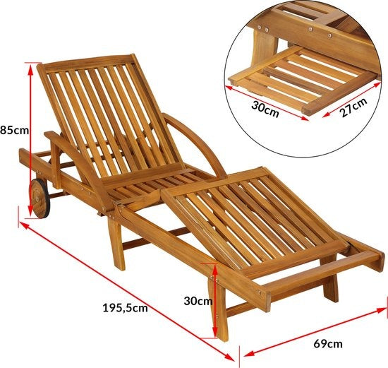 Chaise longue en bois d'acacia Tami Sun