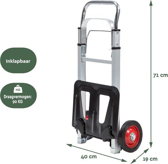 BRASQ Chariot pliable en acier - Capacité 90 KG - Chariot de transport - Chariot à plate-forme - Chariot