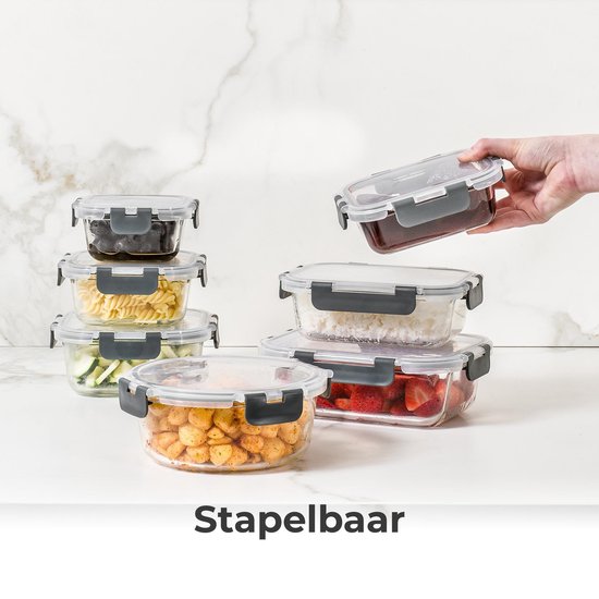 Stosh Freshness Trays - Plateaux pour la préparation des repas - Plateaux de congélation - Verre - 12 pièces - Sans BPA