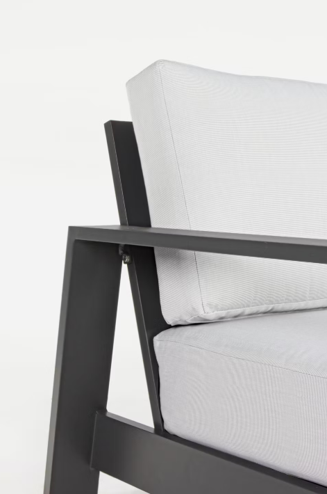 Bizzotto Baltic Lounge Set 4 pièces - Aluminium & Olefin - Anthracite - Banc 206x85,5x83 cm