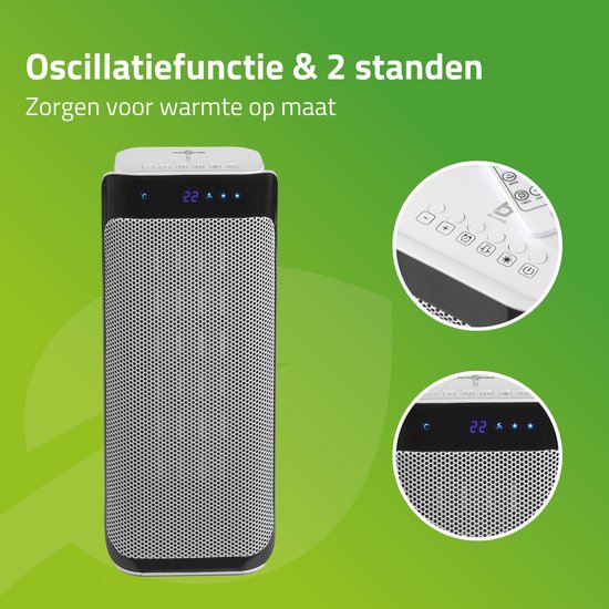 Bo-Camp - Chauffage céramique - Oscillant - Mode ventilation - 1000/2000 watts