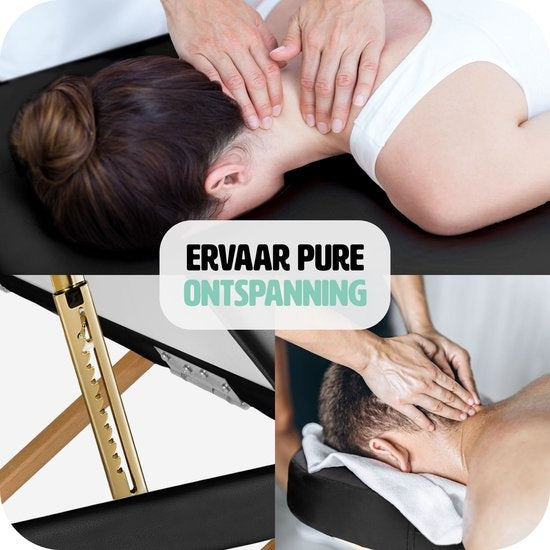 tectake® - Table de massage avec matelas de 10 cm de haut + sac de transport - rembourrage extra épais, revêtement en vinyle résistant à l'eau et à l'huile, design pliable, sac de rangement inclus, idéal pour salon, tatouage, thérapie - noir