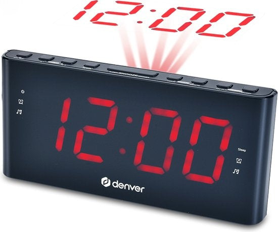 Denver Radio-réveil avec projection - Réveil numérique - Radio FM - Double alarme - CPR710 - Noir