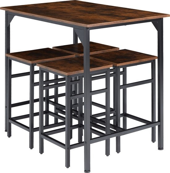 tectake - set de table bistro / set de table de bar Edinburgh industrial dark - 404306
