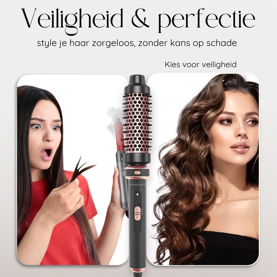 Sansbeauté® 5 in 1 Thermal Brush - Heat Brush - Thermal Brush 38mm with Attachments - Curling Brush - Blow-dry Brush Short Hair - Hair Curler - Hair Brush - Thermal Brush - Multistyler - Hairstyler - Volume and Curls