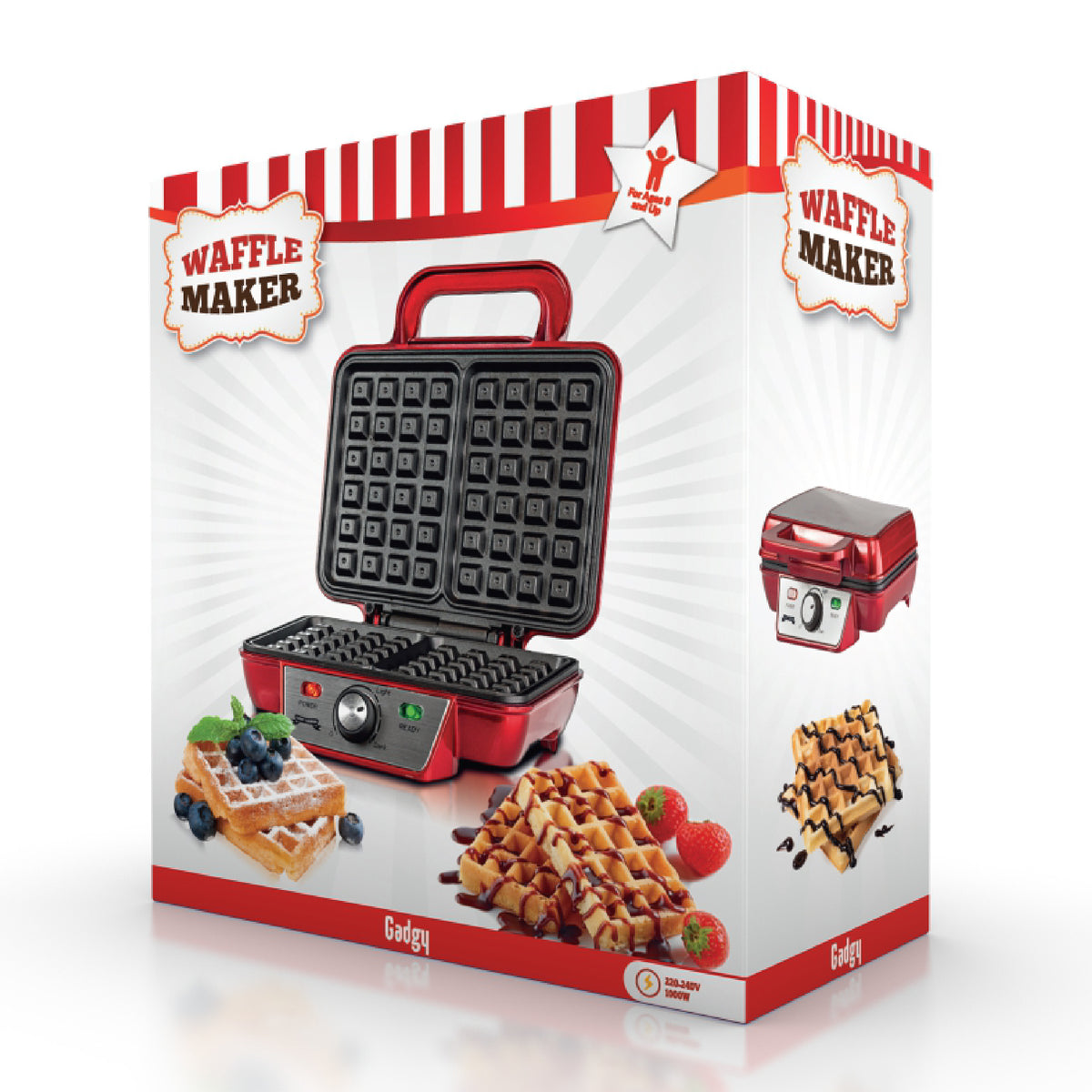 Gadgy Wafelijzer - Wafelmaker 2 Wafels per keer - Waffle Maker - Anti-Aanbaklaag - 1000 Watt - Regelbare Thermostaat